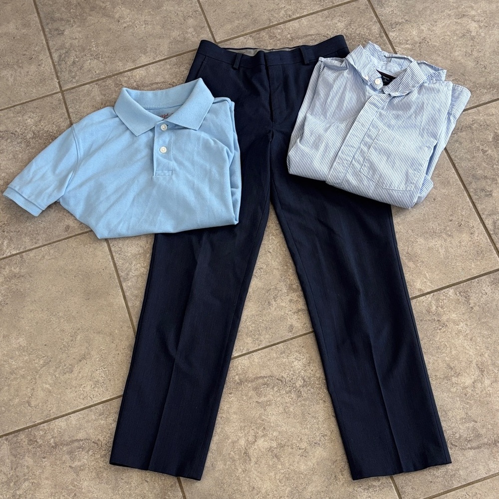 BOYS FORMAL BUNDLE ✨Polo and Striped Shirt with Navy Pants Set
